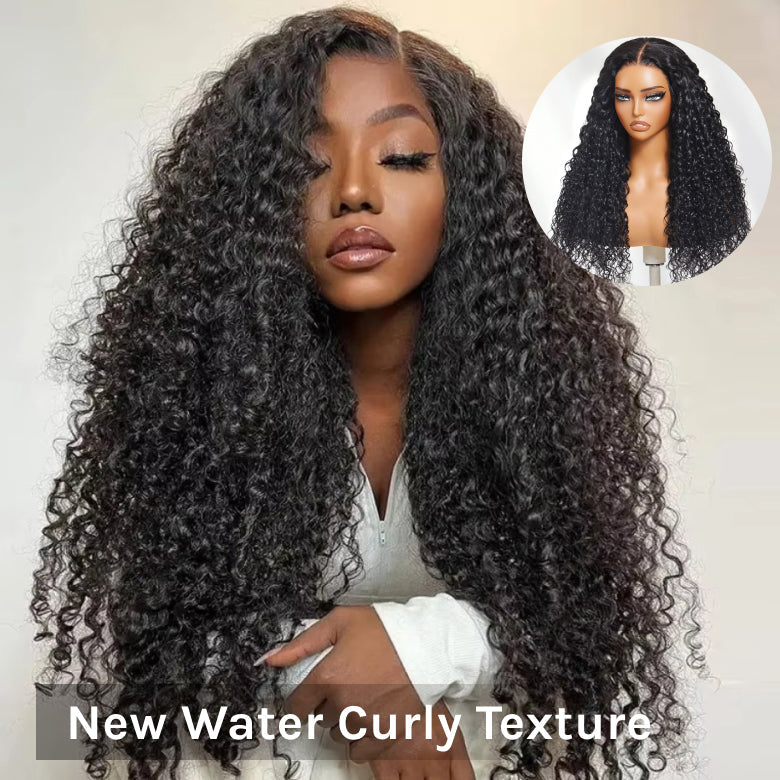 Klaiyi 13x4 Pre-Everything™ Lace Frontal Wig Water Wave & Curly  Mixed Human Hair Glueless Wig
