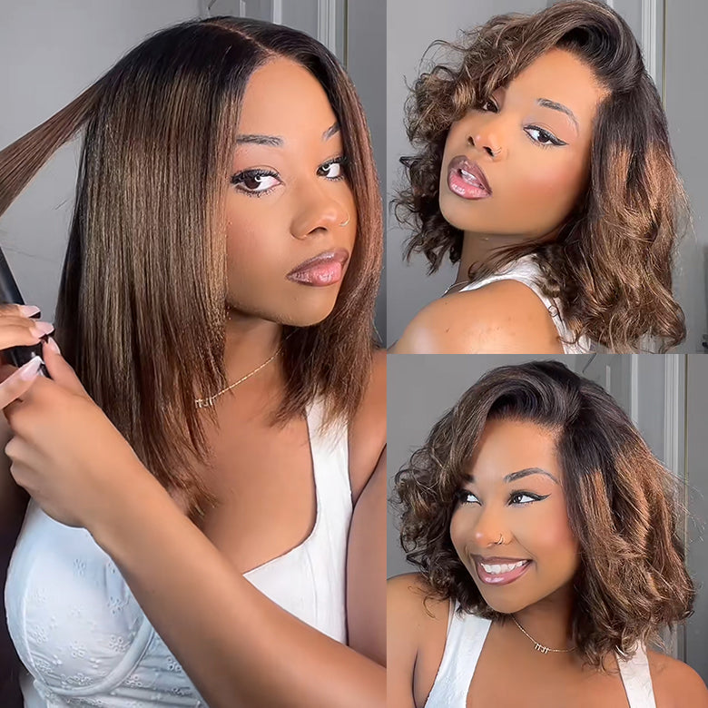 Klaiyi Yaki Straight Put On and Go Glueless Bob Wig 7x5 Pre-Cut Lace Closure Wig Beginner Friendly Flash Sale