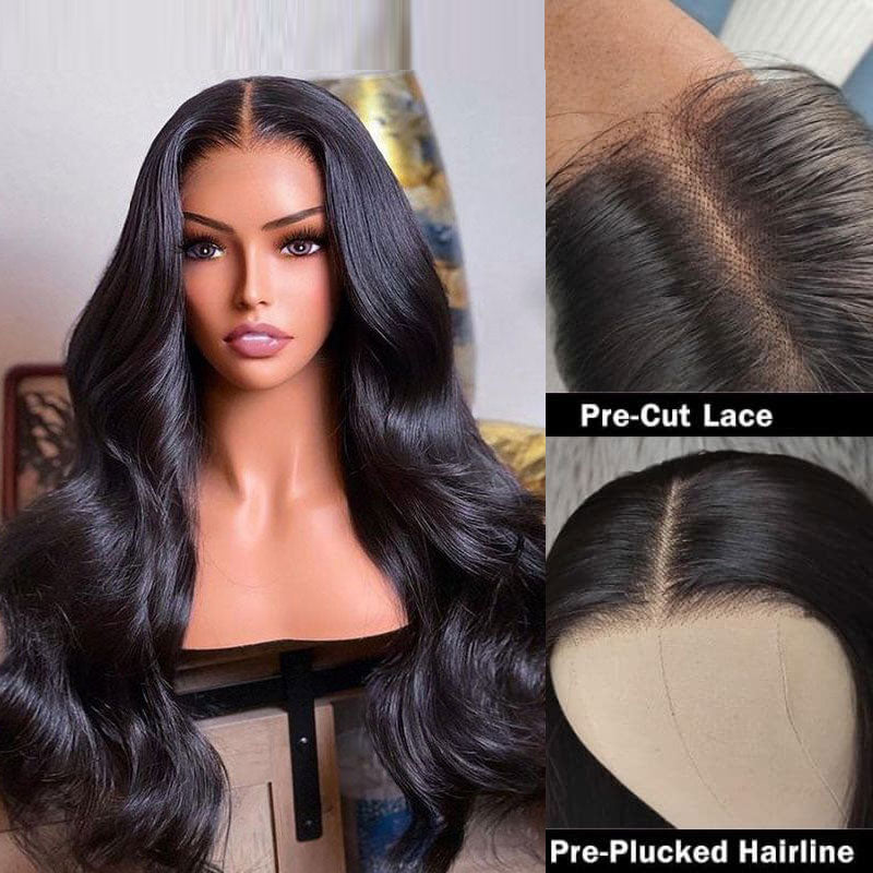 $200 OFF Over $201,Code:SAVE200 | Klaiyi 7x5 Bye Bye Knots Glueless Wig  Body Wave Pre Cut Lace Wigs Flash Sale