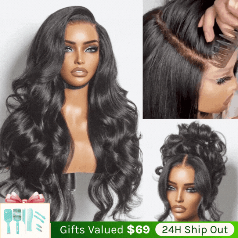 Klaiyi 7x5 Bye Bye Knots /13x4 Drawstring Body Wave Glueless Human Hair Wig Flash Sale