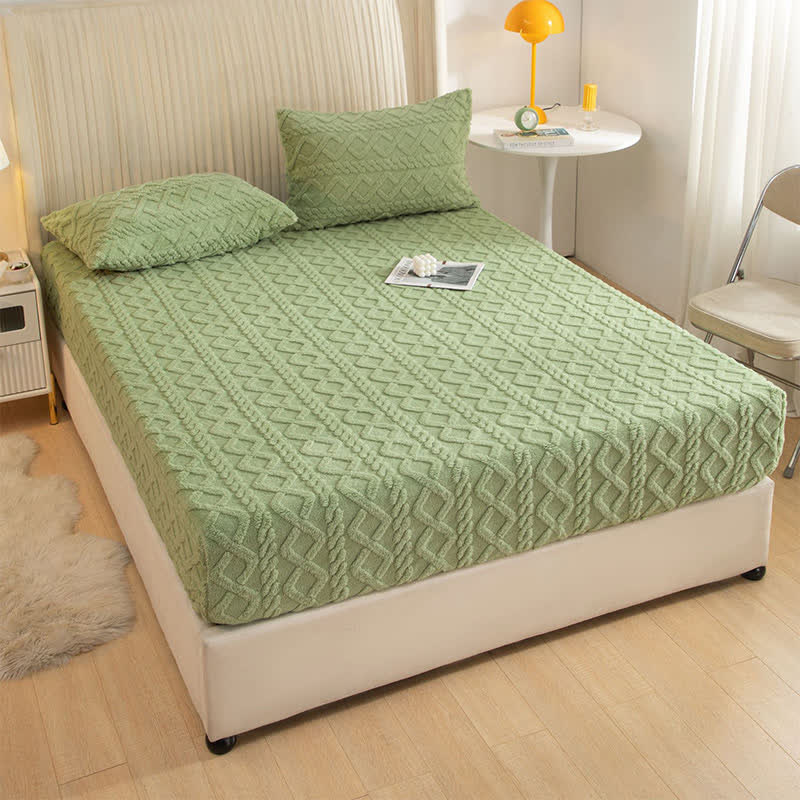 Solid Color Diamond Texture Fleece Fitted Sheet