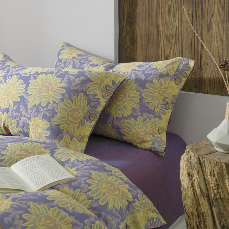 Jacquard Sunflower Cotton Gauze Bedding Set (4PCS)