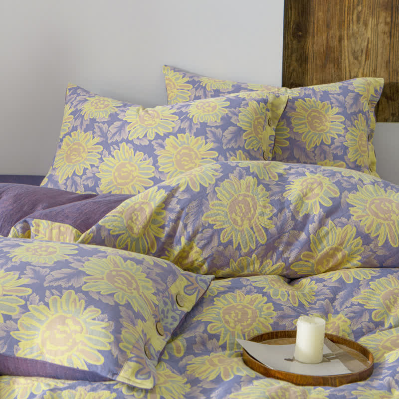 Jacquard Sunflower Cotton Gauze Bedding Set (4PCS)
