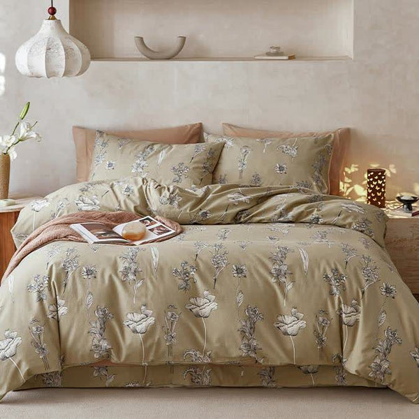 Brushed Cotton Soft Floral Bedding Set (4PCS)