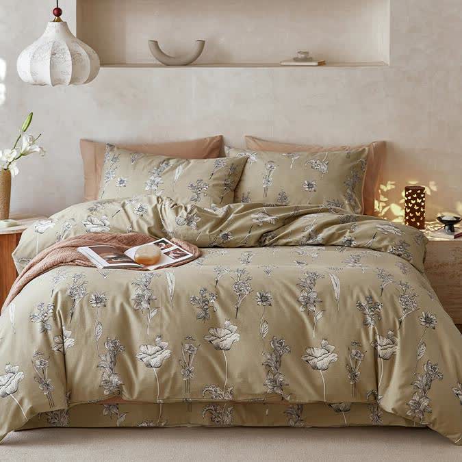 Brushed Cotton Soft Floral Bedding Set (4PCS)