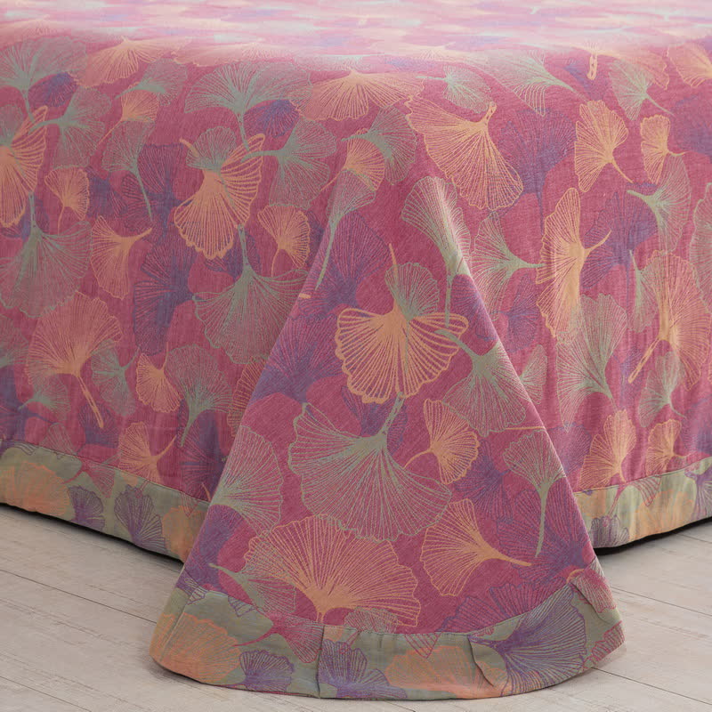 Button Ginkgo Leaf Cotton Bedding Set (4PCS)