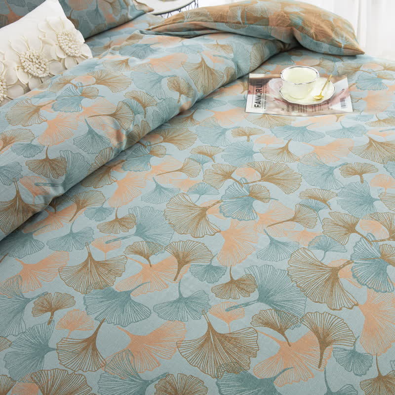 Button Ginkgo Leaf Cotton Bedding Set (4PCS)
