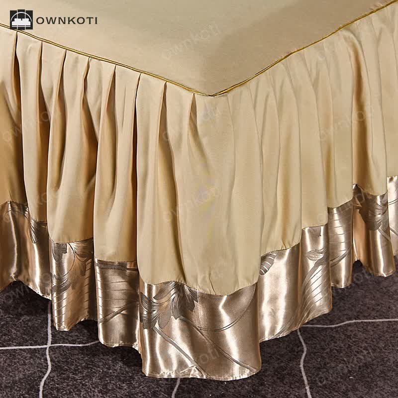 Satin Ginkgo Leaf Bed Skirt Bedding Set (4PCS)