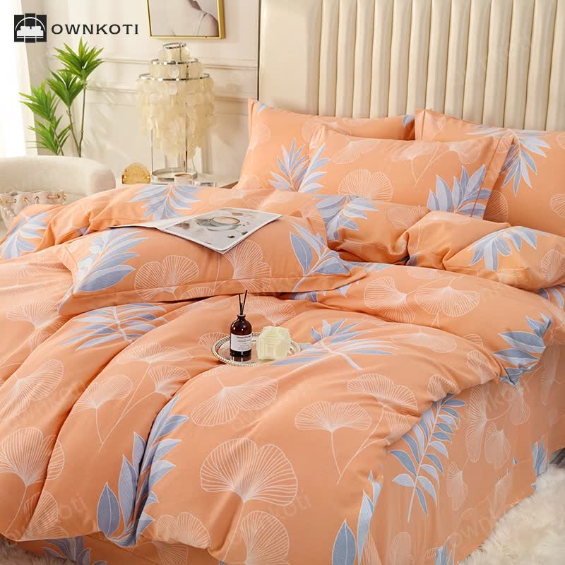 Pastoral Ginkgo Leaf Cotton Soft Bedding Set (4PCS)