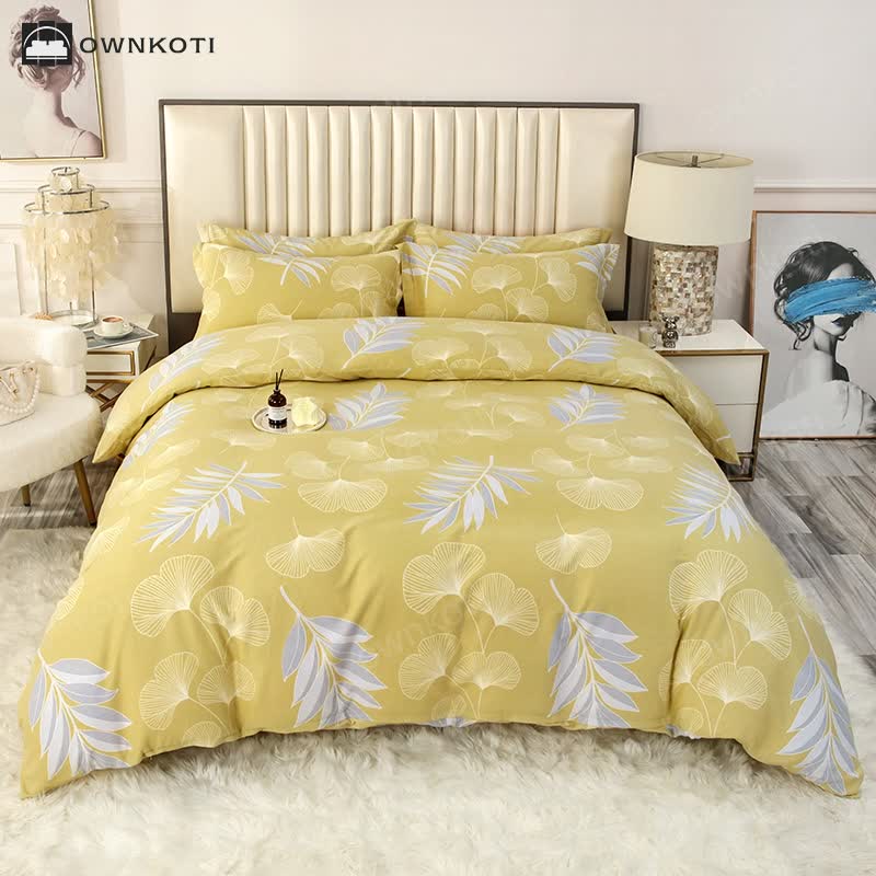 Pastoral Ginkgo Leaf Cotton Soft Bedding Set (4PCS)