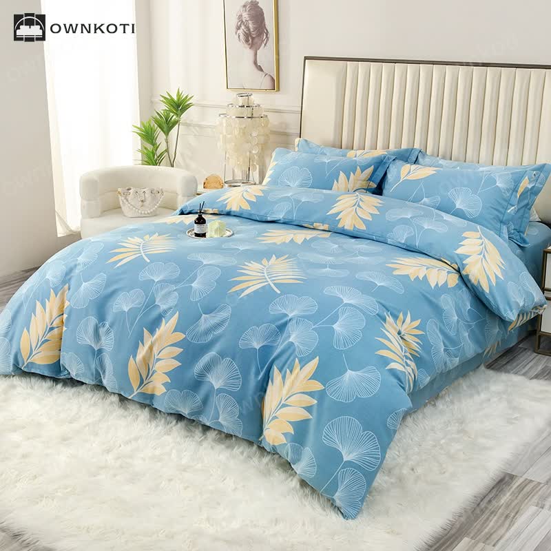 Pastoral Ginkgo Leaf Cotton Soft Bedding Set (4PCS)
