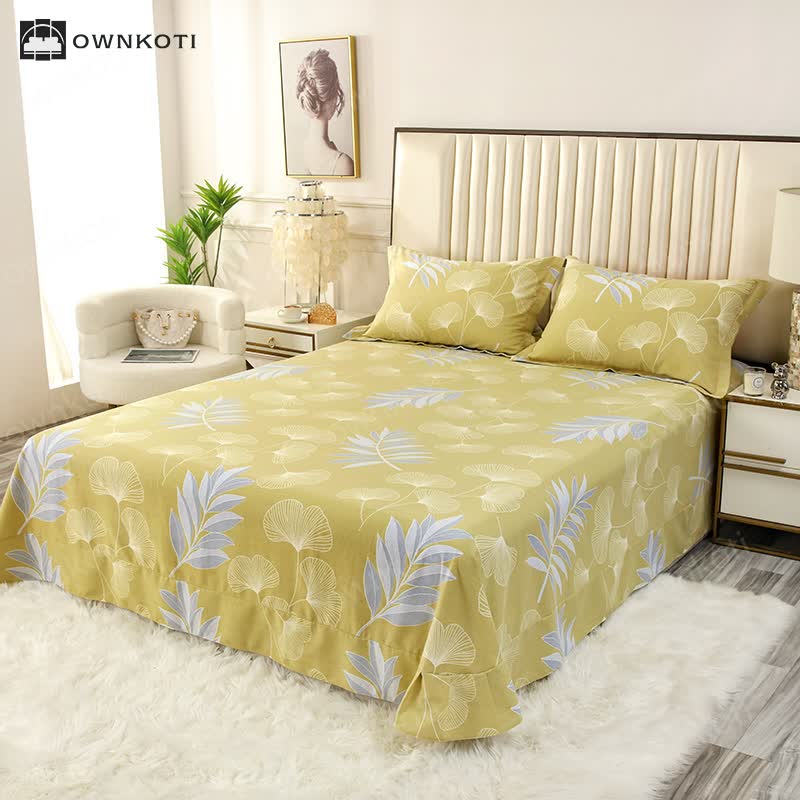 Pastoral Ginkgo Leaf Cotton Soft Bedding Set (4PCS)