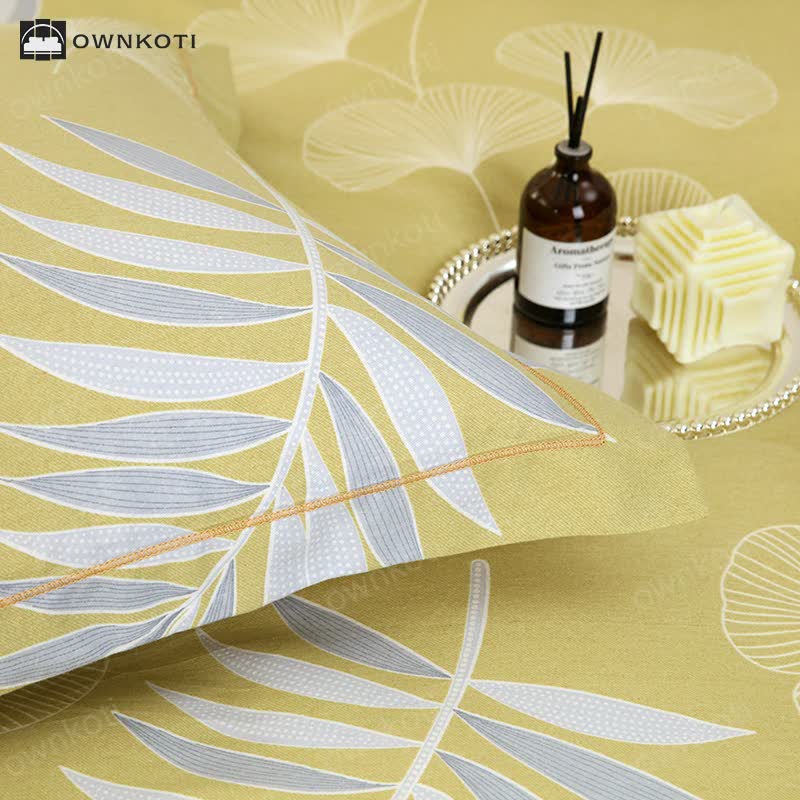 Pastoral Ginkgo Leaf Cotton Soft Bedding Set (4PCS)