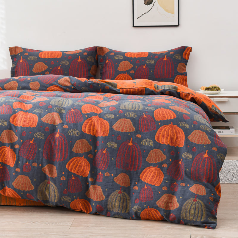 Pumpkin Cotton Gauze Bedding Set (4PCS)