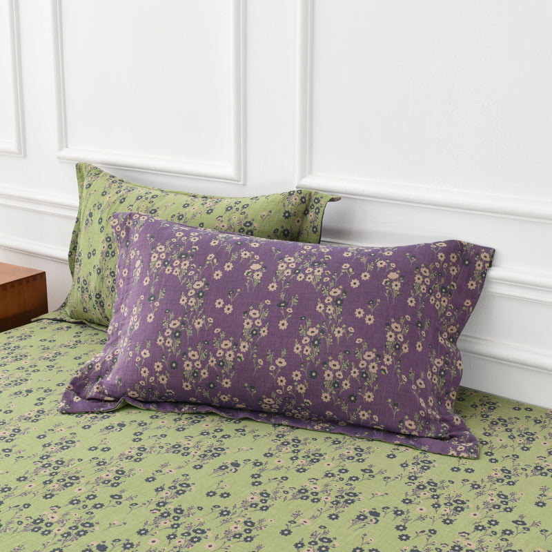 Cotton Gauze Floral Reversible Bedding Set (4PCS)