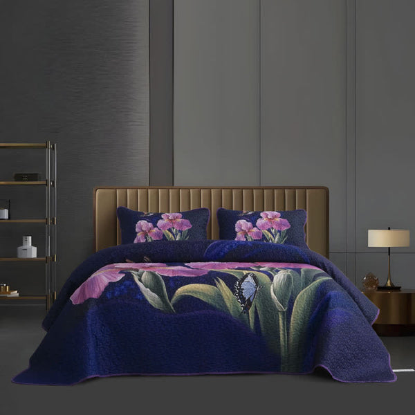 Floral Bird Quilted Soft Bedding Set(3PCS)