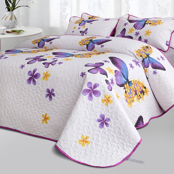 Rural Butterfly Quilted Bedding Set(3PCS)