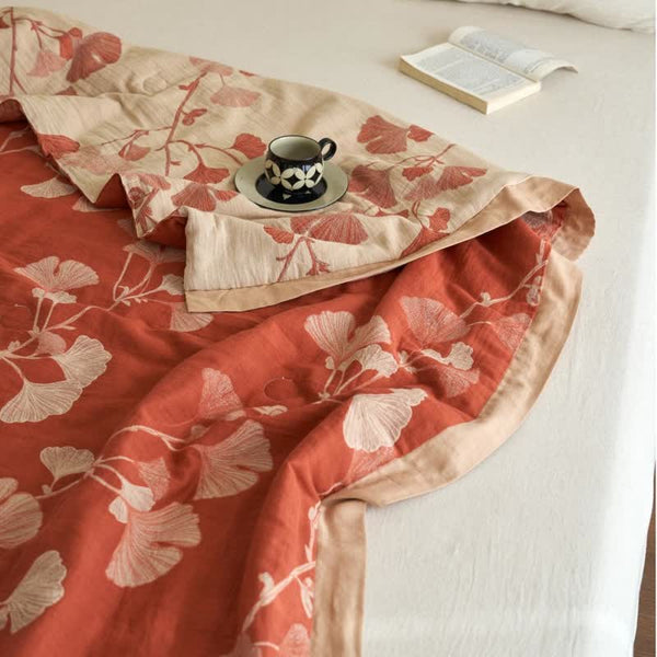 Ginkgo Leaf Double Layer Gauze Cotton Quilt