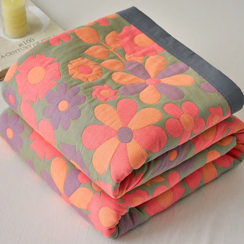Refresh Floral Cotton Gauze Comfy Soft Quilt