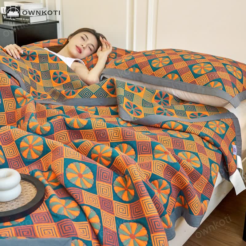 Cotton Gauze Reverisible Vintage Quilt