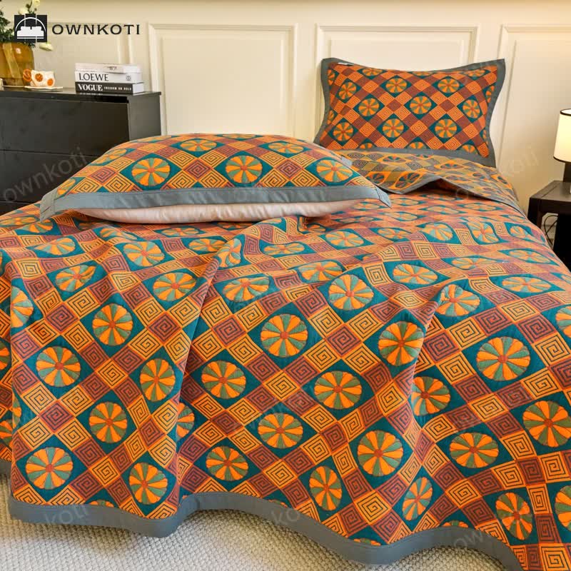 Cotton Gauze Reverisible Vintage Quilt