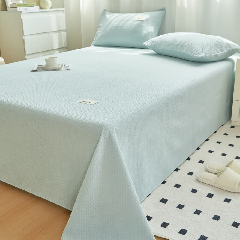 Solid Color Waffle Texture Cotton Coverlet