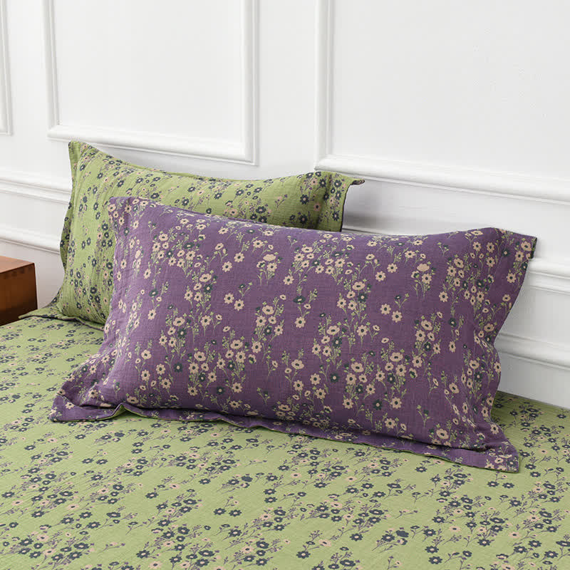 Jacquard Yarn-dyed Cotton Gauze Floral Coverlet
