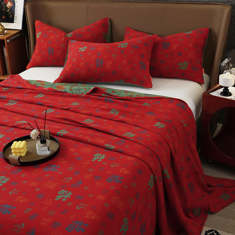 Yarn-dyed Jacquard Cotton Gauze Coverlet