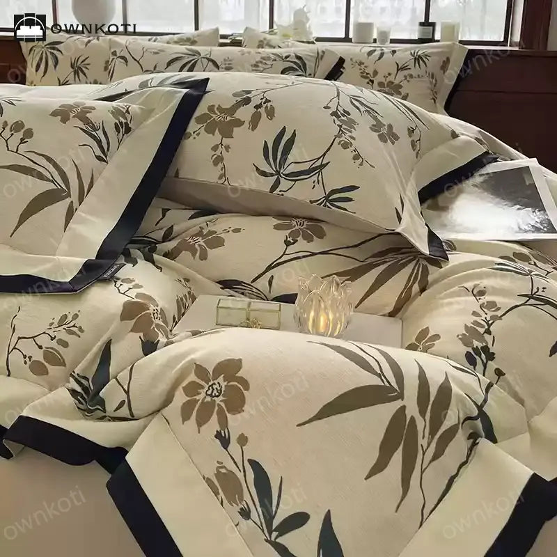 Brushed Cotton Refresh Floral Bedding Set(4PCS)
