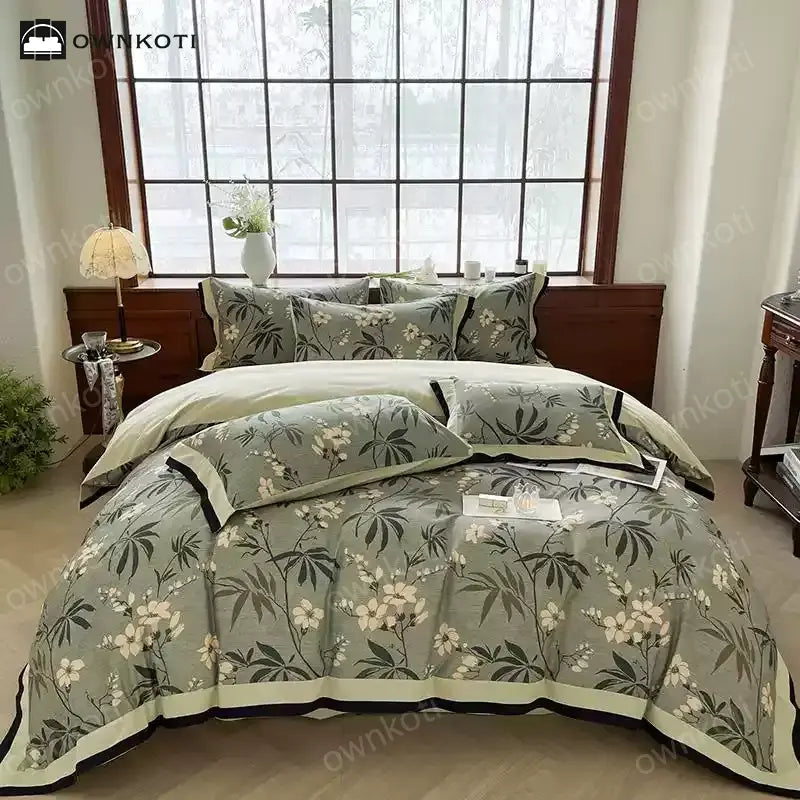 Brushed Cotton Refresh Floral Bedding Set(4PCS)
