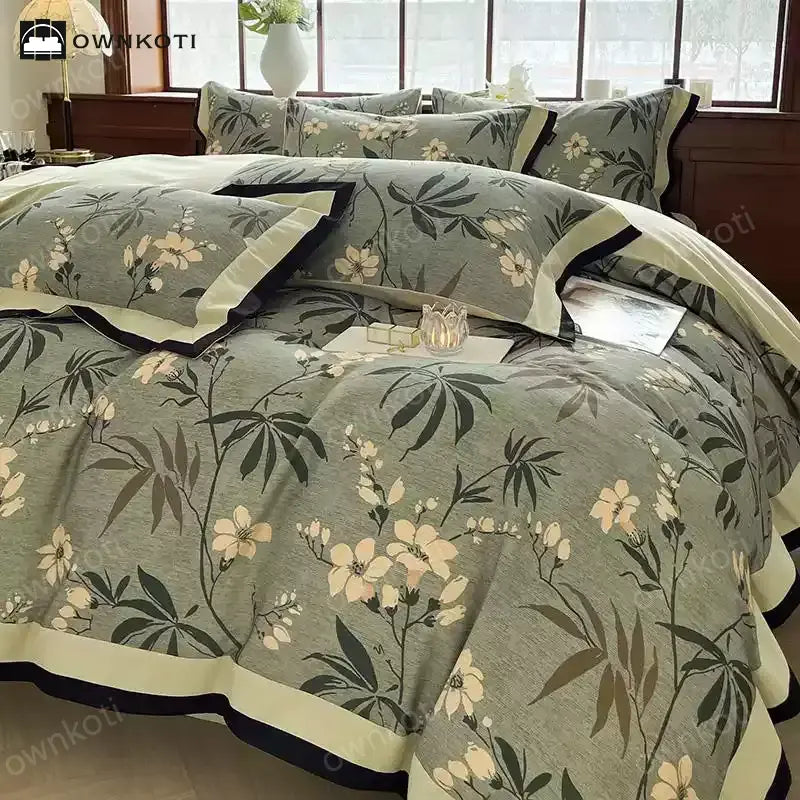 Brushed Cotton Refresh Floral Bedding Set(4PCS)