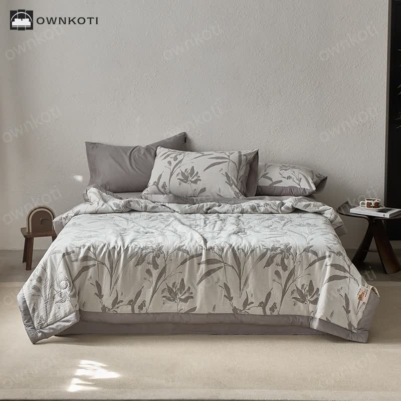 Jacquard Leaf Double Layer Cotton Gauze Bedding