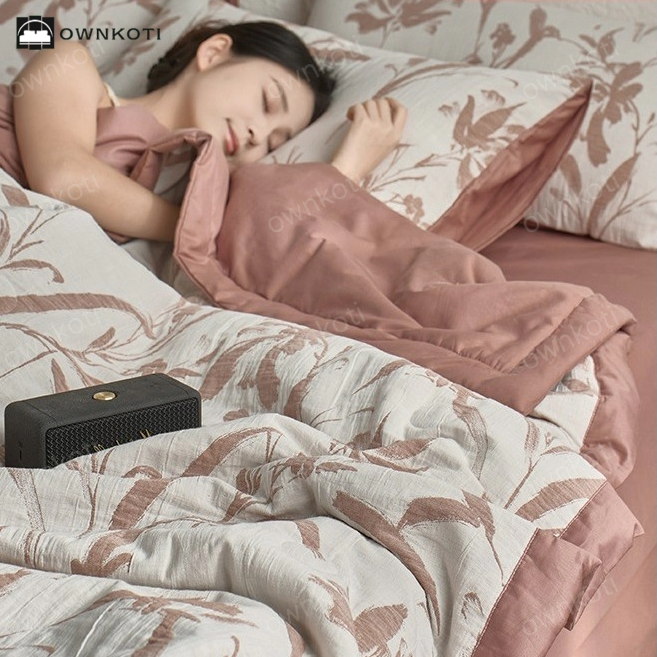 Jacquard Leaf Double Layer Cotton Gauze Bedding