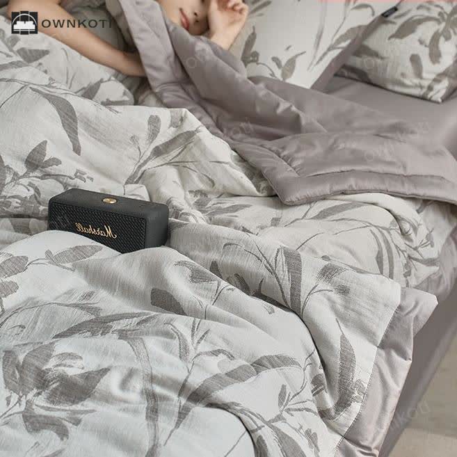 Jacquard Leaf Double Layer Cotton Gauze Bedding