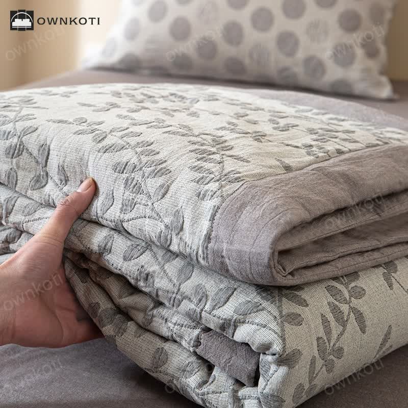 Jacquard Leaf Three Layer Cotton Gauze Bedding
