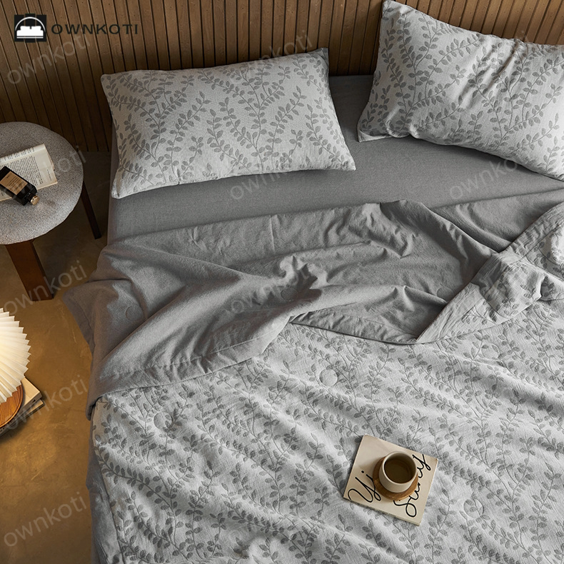 Jacquard Leaf Three Layer Cotton Gauze Bedding