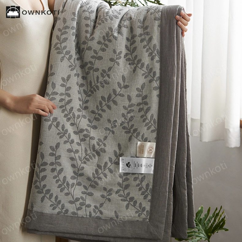 Jacquard Leaf Three Layer Cotton Gauze Bedding