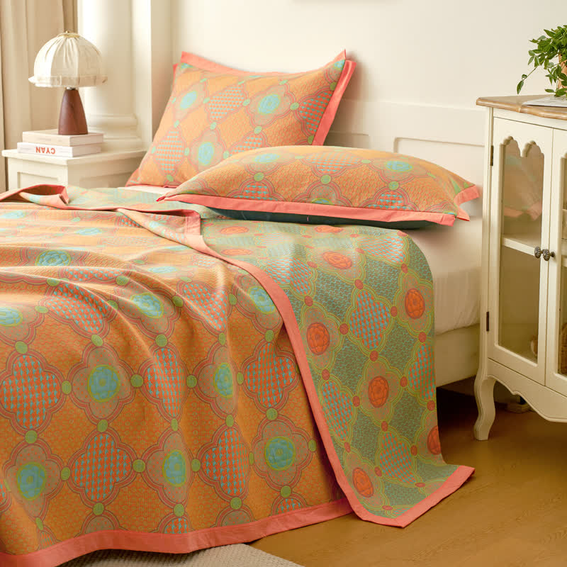 Reversible Vintage Cotton Gauze Jacquard Quilt