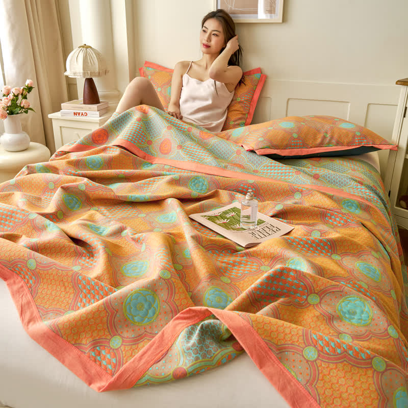 Reversible Vintage Cotton Gauze Jacquard Quilt