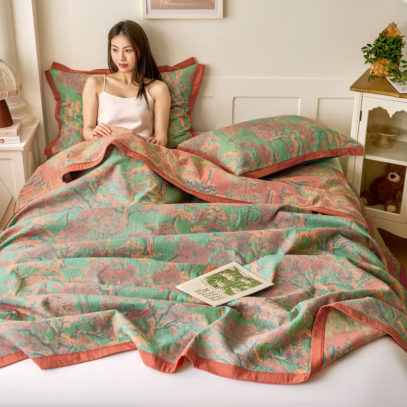 Yarn-dyed Forest Series Cotton Gauze Quilt