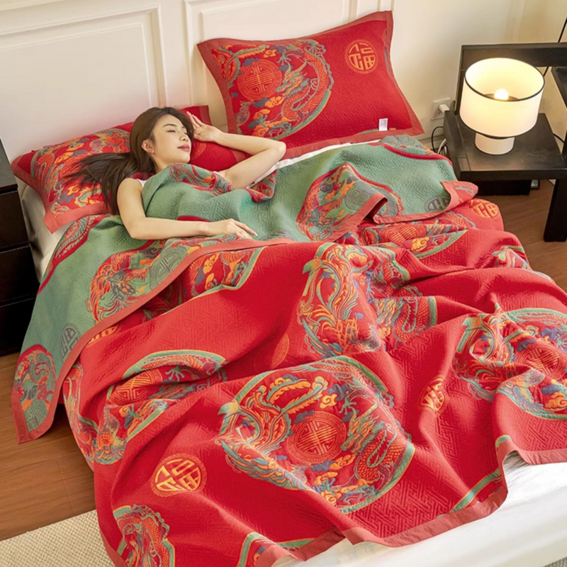 Vintage Three Layer Cotton Gauze Reversible Quilt