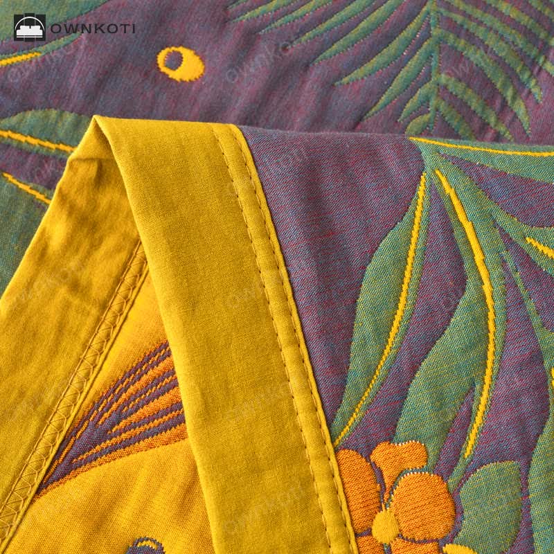 Three Layer Cotton Gauze Comfy Floral Quilt