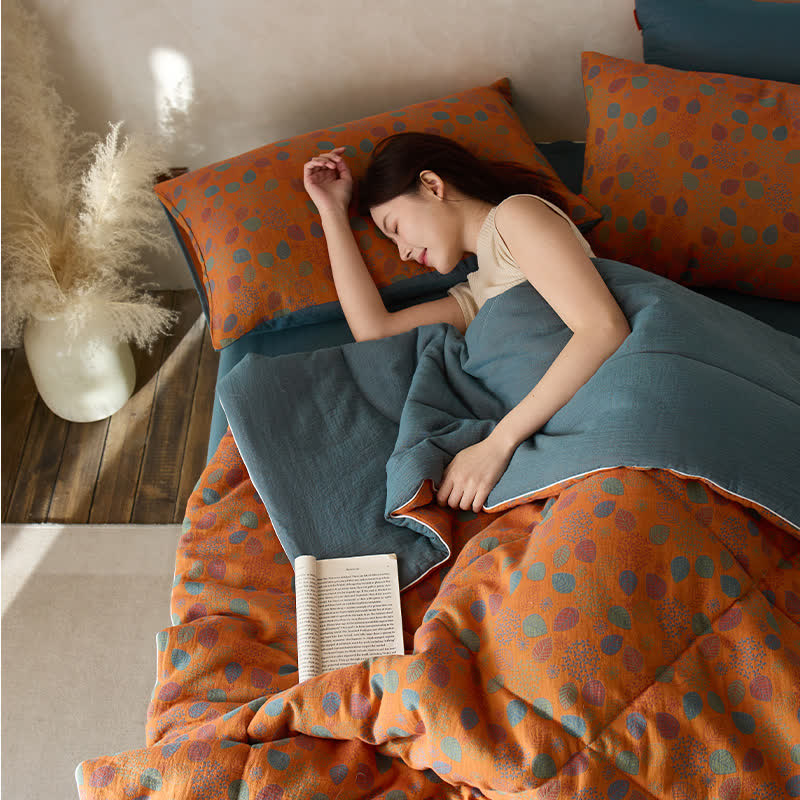 Jacquard Leaf Cotton Gauze Comfy Bedding