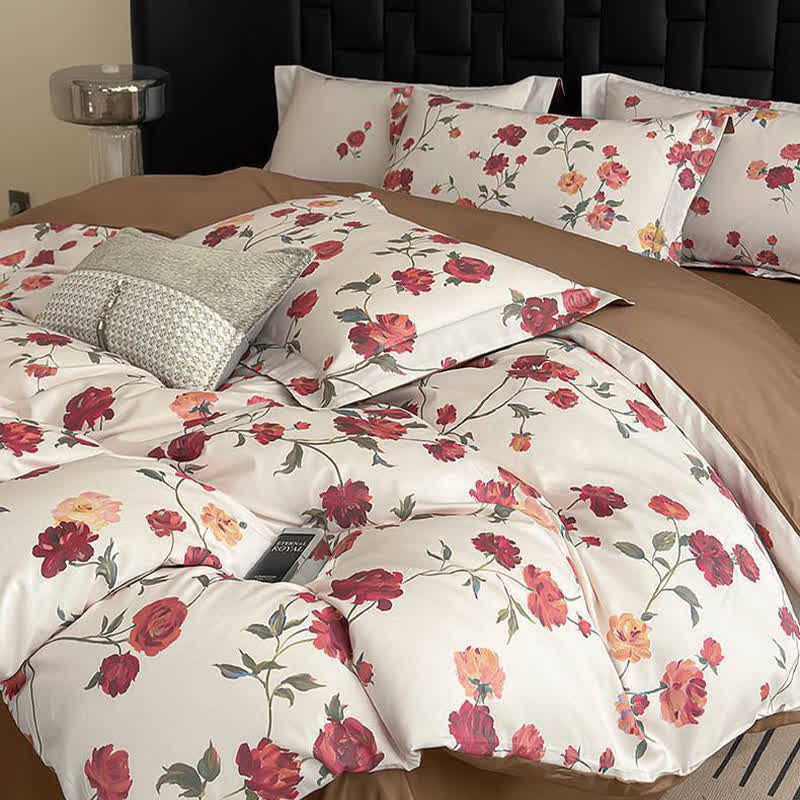 Luxurious Floral Cotton Bedding Set(4PCS)