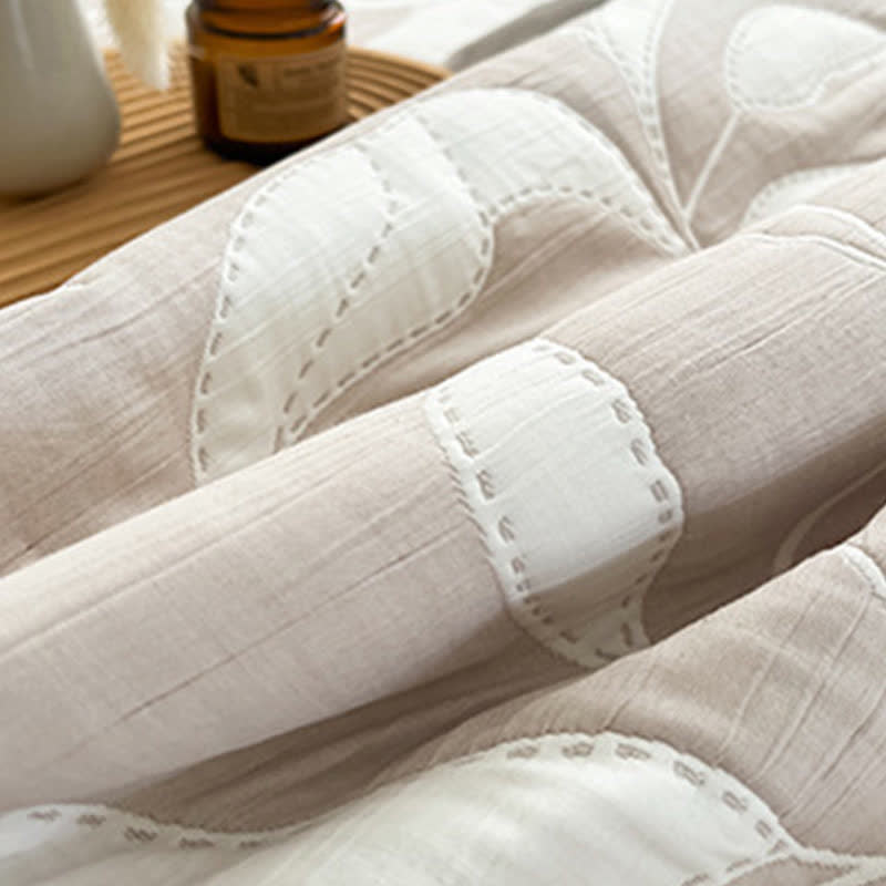 Leaf Pattern Jacquard Coverlet Blanket