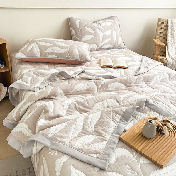 Leaf Pattern Jacquard Coverlet Blanket