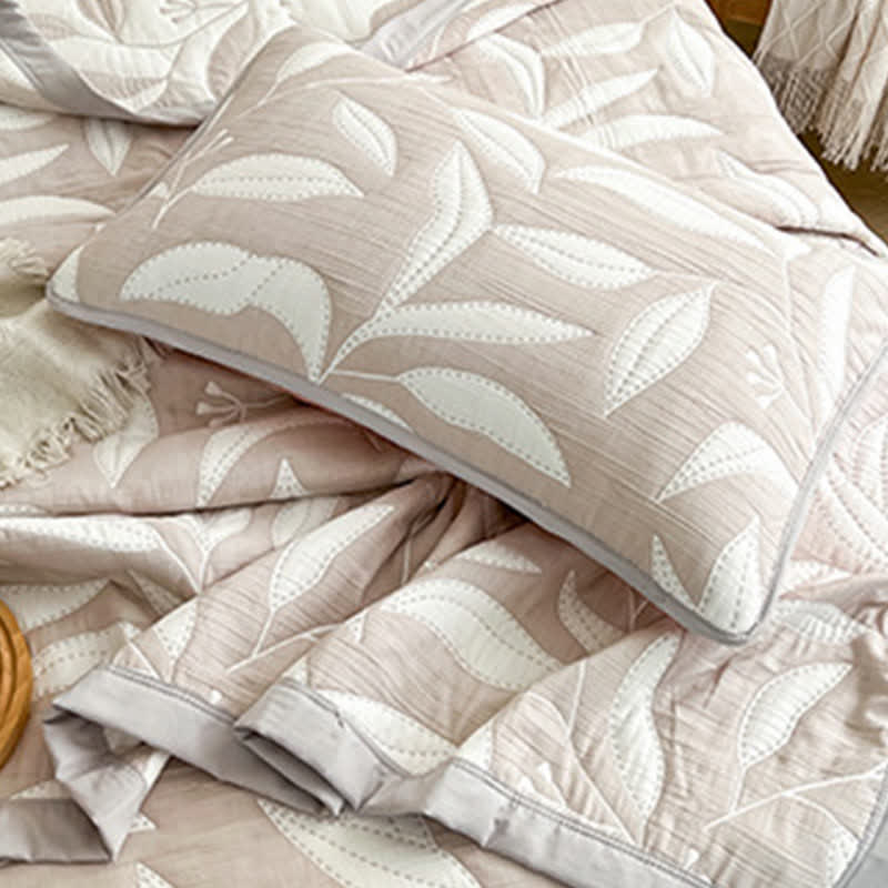 Leaf Pattern Jacquard Coverlet Blanket