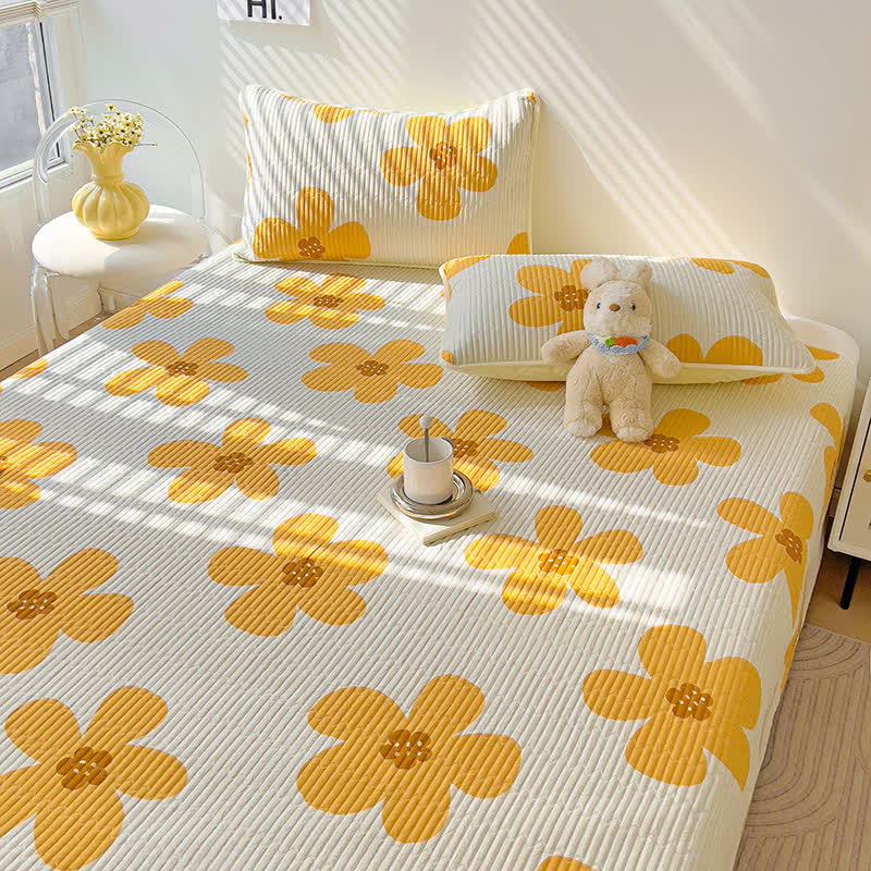 Cotton Rustic Floral Print Coverlet