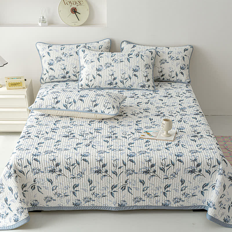 Rustic Flower Bush Print Coverlet