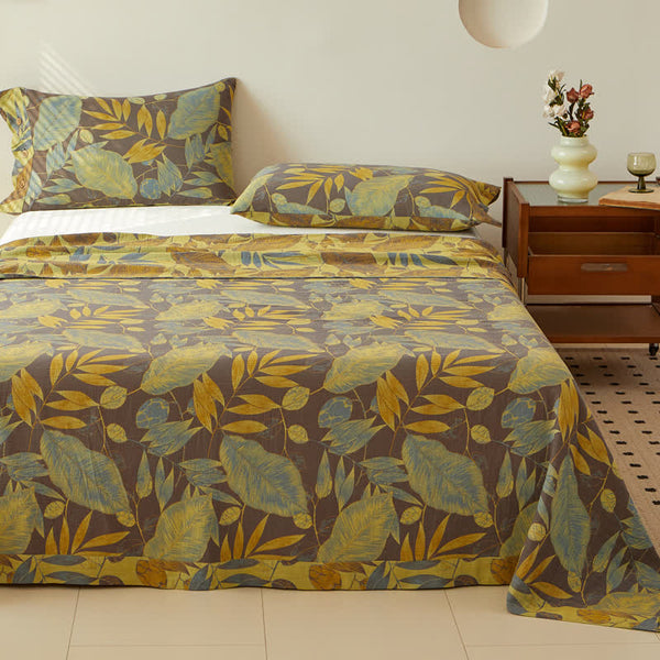 Leaf Cotton Double-layer Yarn-dyed Jacquard Reversible Coverlet